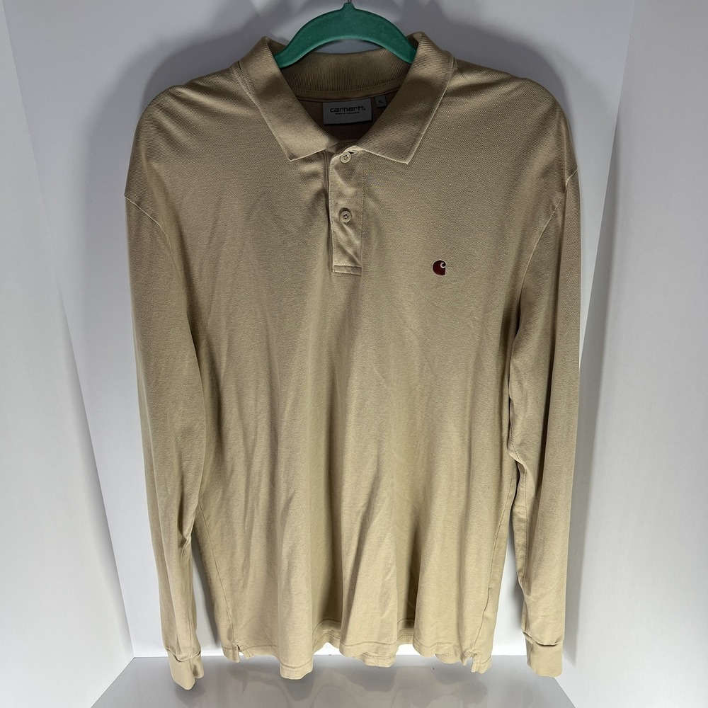 Carhartt WIP Long Sleeve Polo Shirt Beige Men's Size XL Work In Progress GUC